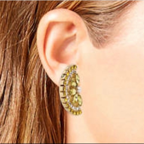 Betsey Johnson Lemon 🍋 Slice Rhinestone Button Earrings NWT - Picture 2 of 9
